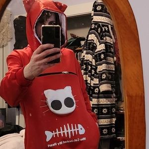 Cat Carry Sweatshirt, Size L, Red